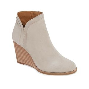 Lucky Brand Chinchilla grey yimina suede Wedge boots NWT Size 10